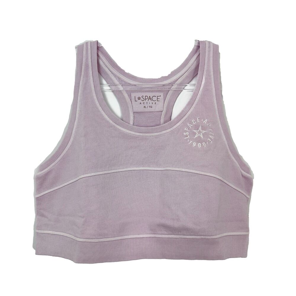 L*SPACE Active Out Of Bounds Top XL Peony Pink Cropped Tank Scoop Neck NWT B64